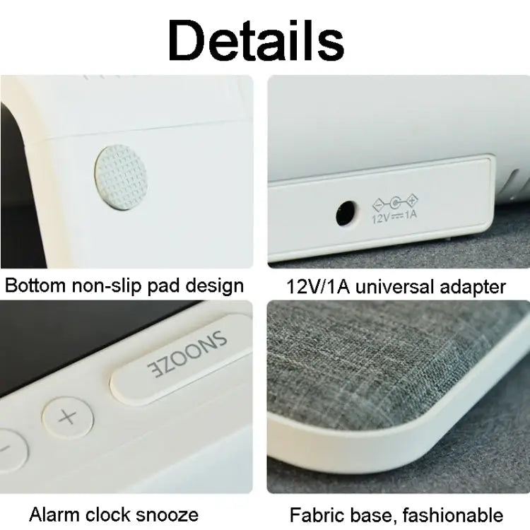 3 In 1 10W Wireless Charging Bedside Lamp LCD Screen Alarm Clock Phone Charger,EU Plug