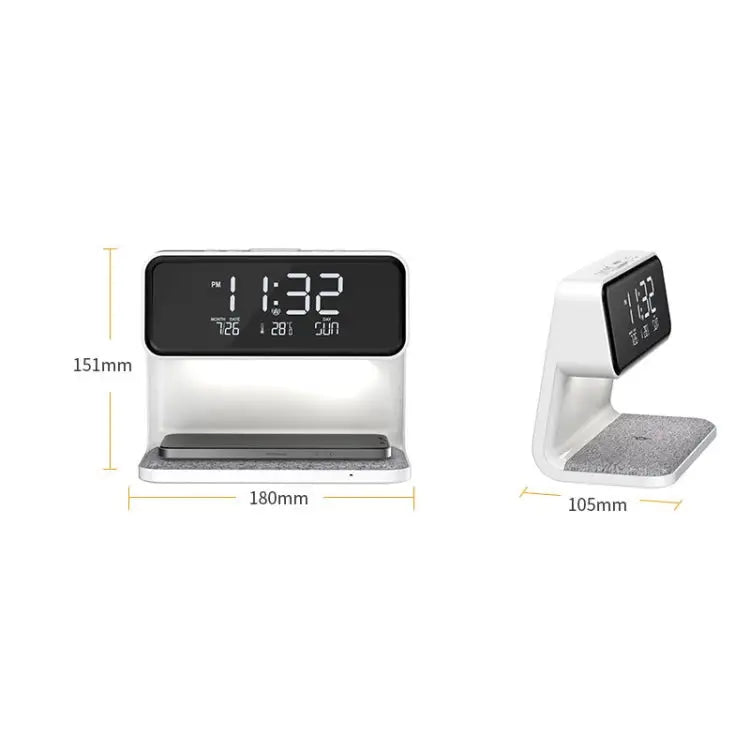 3 In 1 10W Wireless Charging Bedside Lamp LCD Screen Alarm Clock Phone Charger,EU Plug