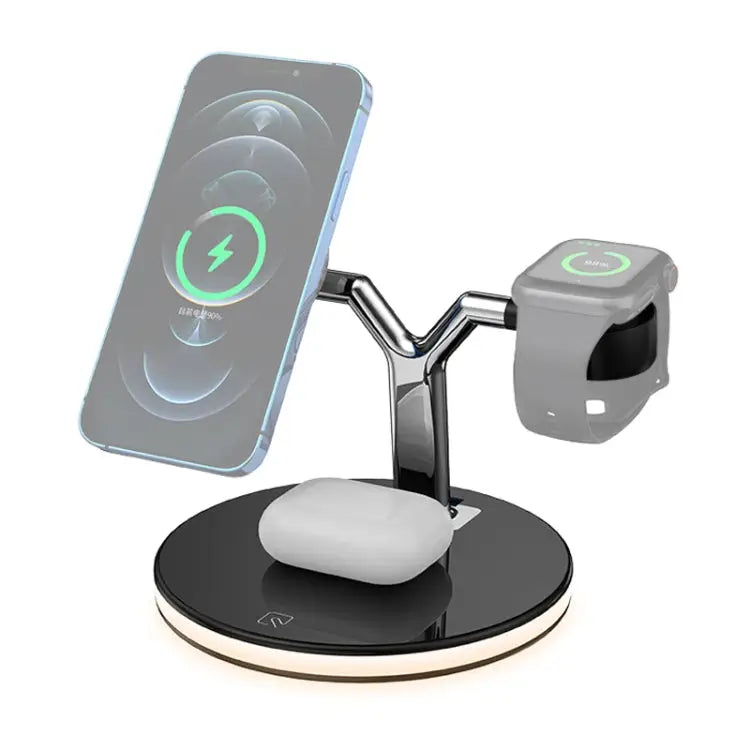 3 in 1 25W Multi-function Magnetic Wireless Charger for Mobile Phones & Apple Watches & AirPods with Colorful LED Light