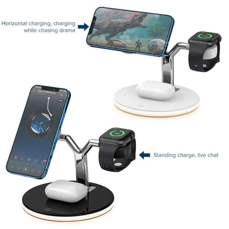 3 in 1 25W Multi-function Magnetic Wireless Charger for Mobile Phones & Apple Watches & AirPods with Colorful LED Light