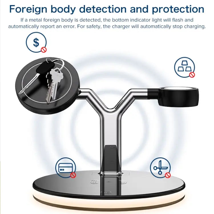 3 in 1 25W Multi-function Magnetic Wireless Charger for Mobile Phones & Apple Watches & AirPods with Colorful LED Light