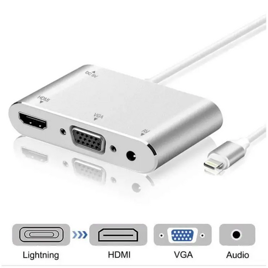 3 in 1 8 Pin to HDMI / VGA / Audio Adapter