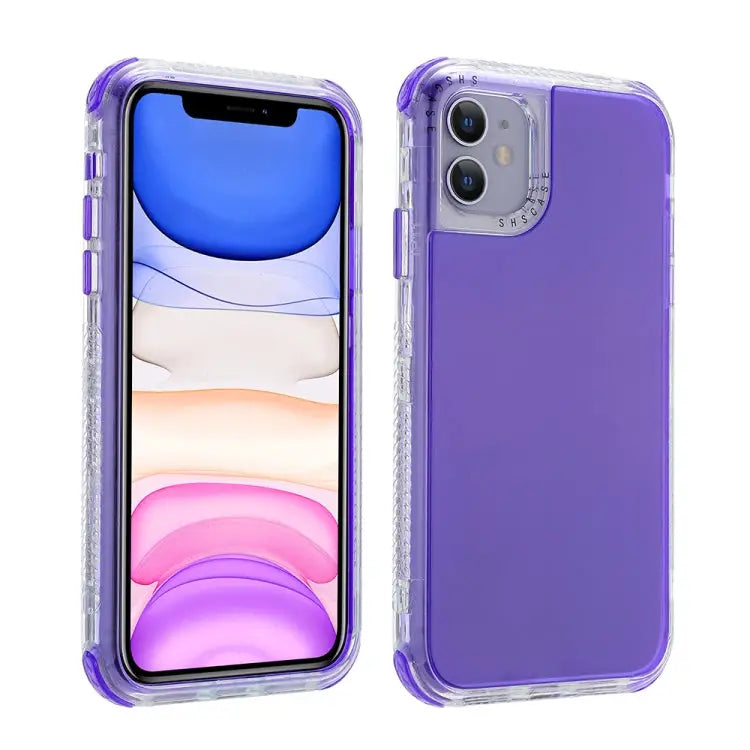 3 In 1 Dreamland PC + TPU Solid Color Transparent Border Protective Case For iPhone 12 mini For iPhone 12 / 12 Pro