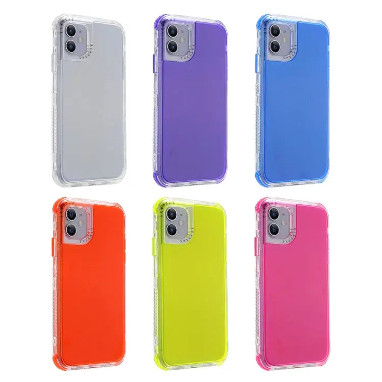 3 In 1 Dreamland PC + TPU Solid Color Transparent Border Protective Case For iPhone 12 mini For iPhone 12 / 12 Pro