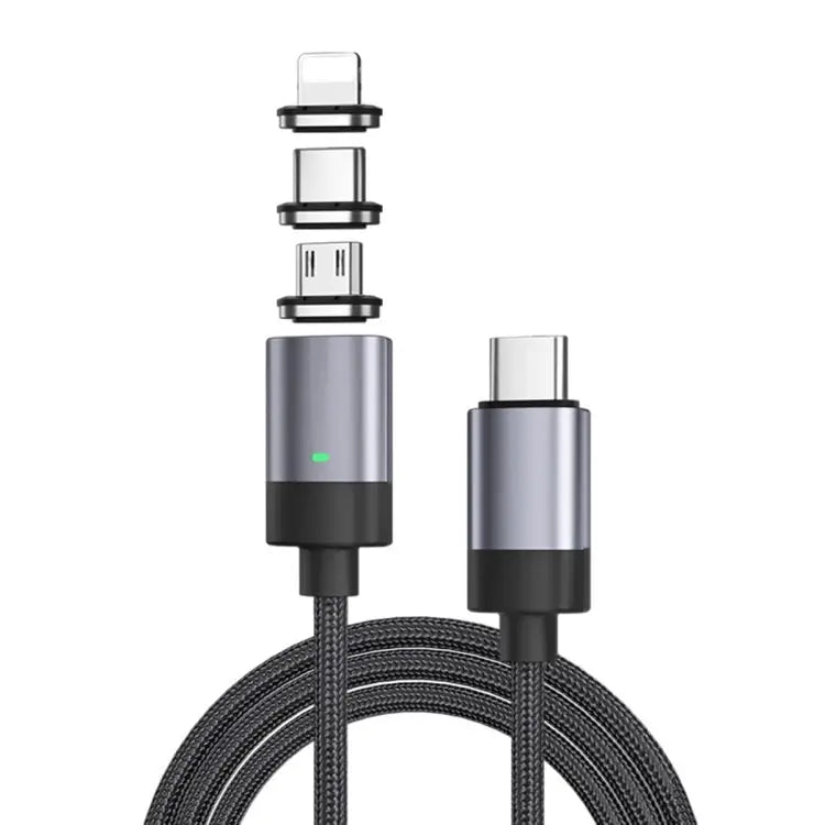 3 in 1 Fast Charging Magnetic Data Cable Style: 1m Cable + 3 Magnetic Head - 3 in 1