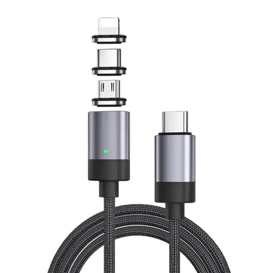 3 in 1 Fast Charging Magnetic Data Cable Style: 1m Cable + 3 Magnetic Head - 3 in 1