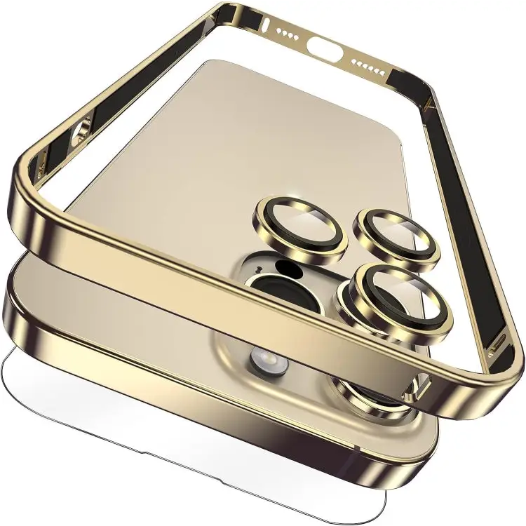 3 in 1 Ultra-thin Metal Frame + Lens + Film Phone Protection Set For iPhone 14 Pro For iPhone 14 Pro Max - For iPhone