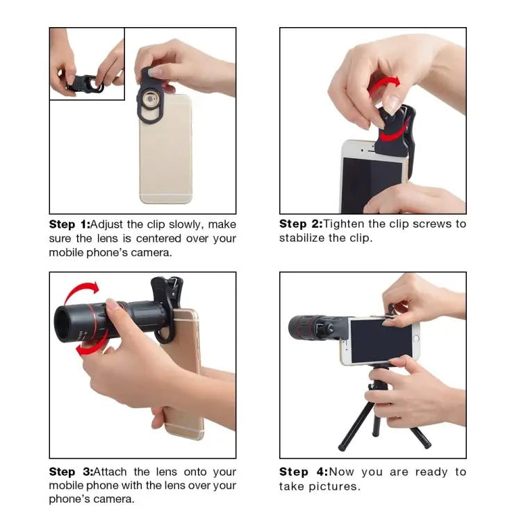 3 in 1 Universal 18X Telephoto Lens + Tripod Mount + Mobile Phone Clip APL-T18ZJ - APL-T18ZJ