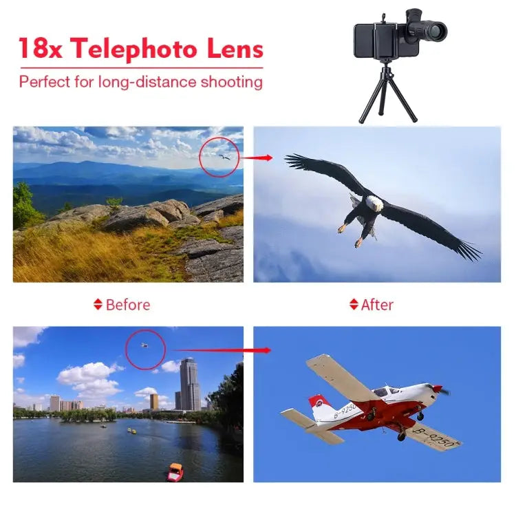 3 in 1 Universal 18X Telephoto Lens + Tripod Mount + Mobile Phone Clip APL-T18ZJ - APL-T18ZJ