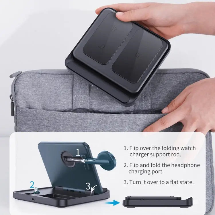 3 In 1 Wireless Charger For Samsung Galaxy Z Fold Mobile Phone Earphones & Smart Watches F16A - F16A - Apple Accessories