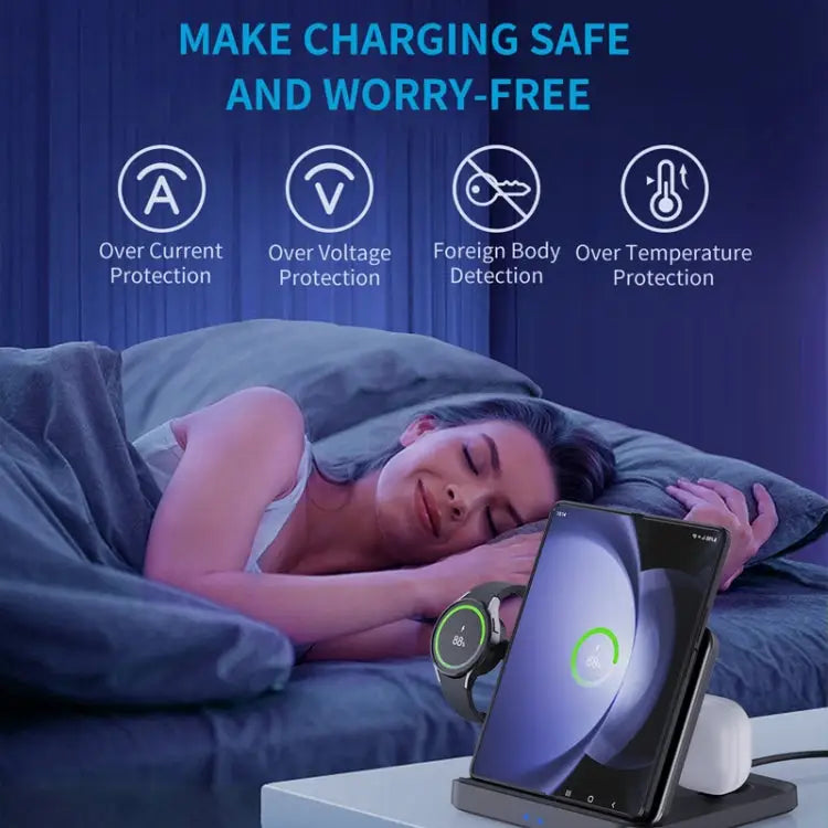 3 In 1 Wireless Charger For Samsung Galaxy Z Fold Mobile Phone Earphones & Smart Watches F16A - F16A - Apple Accessories