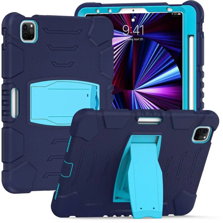 3-Layer Protection Screen Frame + PC + Silicone Shockproof Combination Case with Holder For iPad Pro 11 2022 / 2021