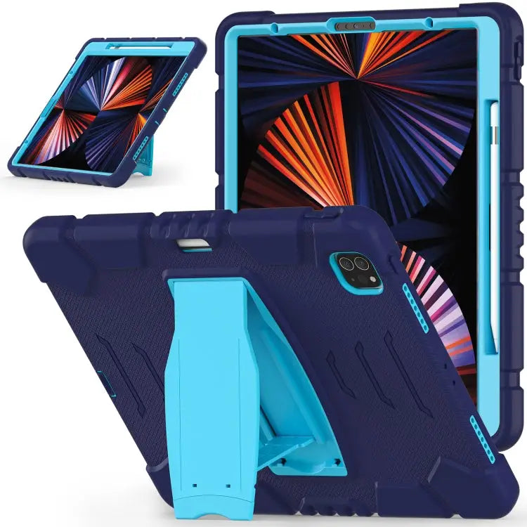 3-Layer Protection Screen Frame + PC + Silicone Shockproof Combination Case with Holder For iPad Pro 12.9 2022 / 2021