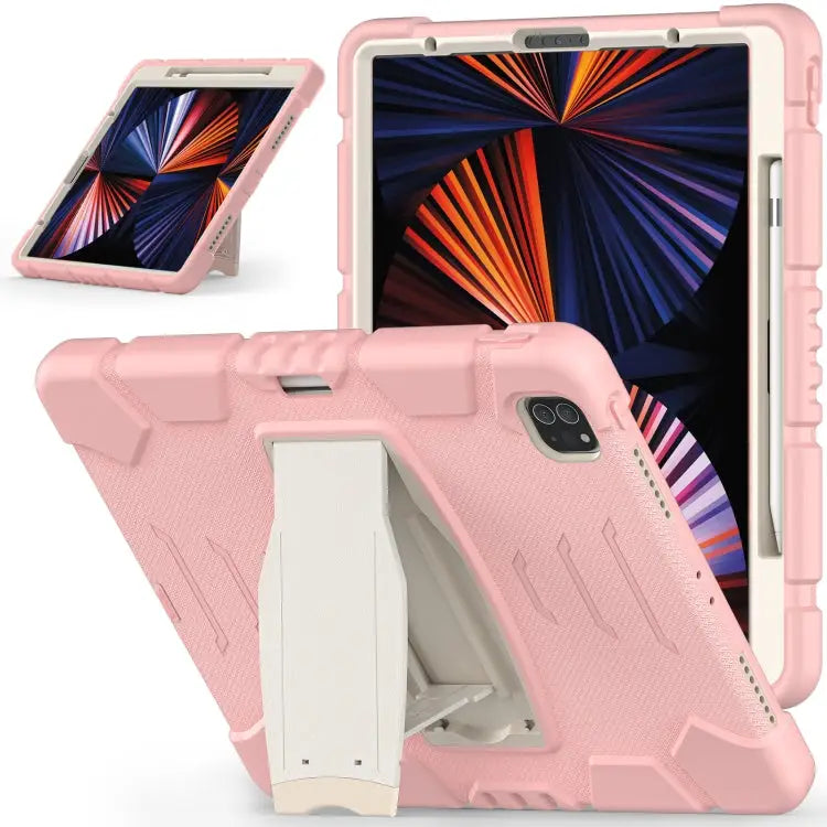 3-Layer Protection Screen Frame + PC + Silicone Shockproof Combination Case with Holder For iPad Pro 12.9 2022 / 2021