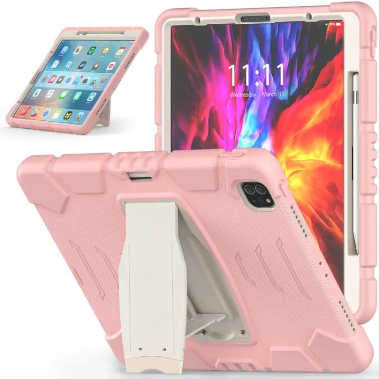 3-Layer Protection Screen Frame + PC + Silicone Shockproof Combination Case with Holder For iPad Pro 12.9 2022 / 2021