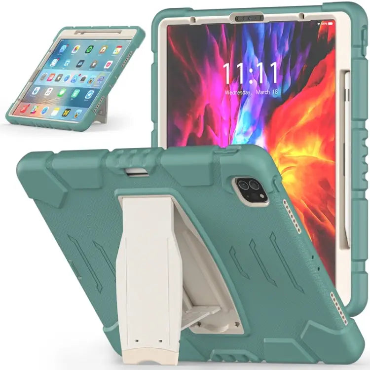 3-Layer Protection Screen Frame + PC + Silicone Shockproof Combination Case with Holder For iPad Pro 12.9 2022 / 2021