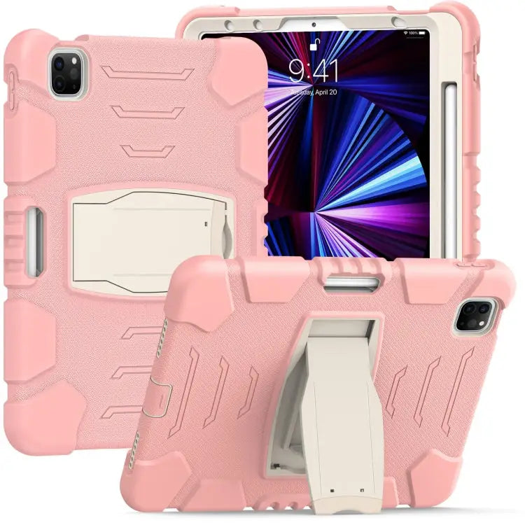 3-Layer Protection Screen Frame + PC + Silicone Shockproof Combination Case with Holder For iPad Pro 11 2022 / 2021