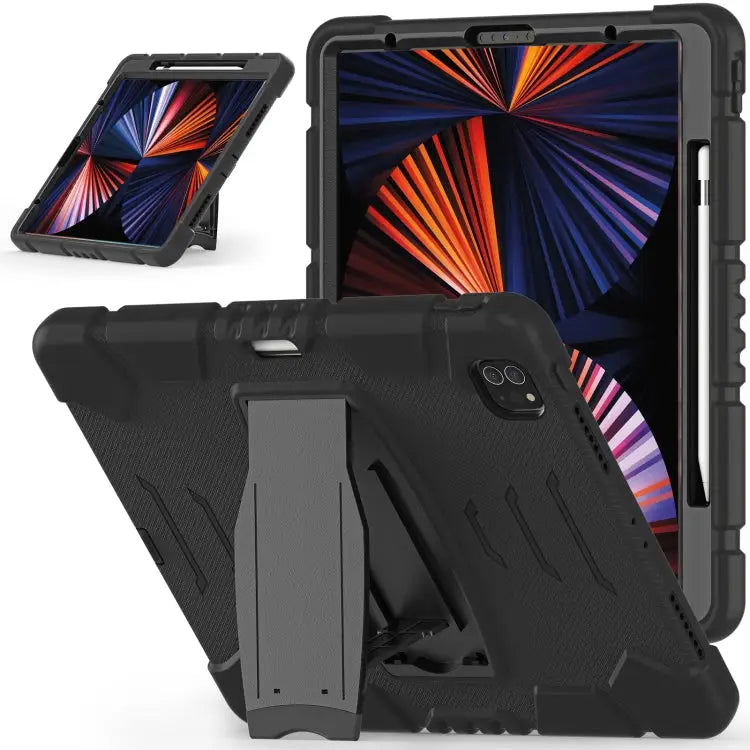 3-Layer Protection Screen Frame + PC + Silicone Shockproof Combination Case with Holder For iPad Pro 12.9 2022 / 2021