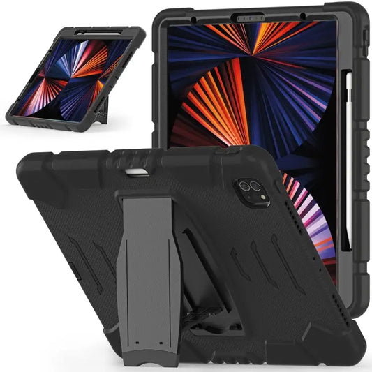 3-Layer Protection Screen Frame + PC + Silicone Shockproof Combination Case with Holder For iPad Pro 12.9 2022 / 2021