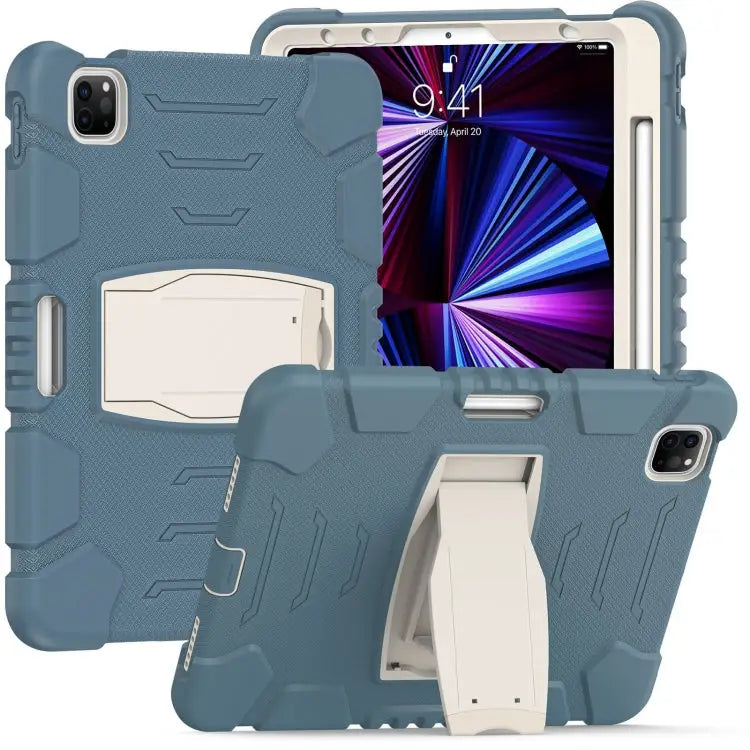 3-Layer Protection Screen Frame + PC + Silicone Shockproof Combination Case with Holder For iPad Pro 11 2022 / 2021