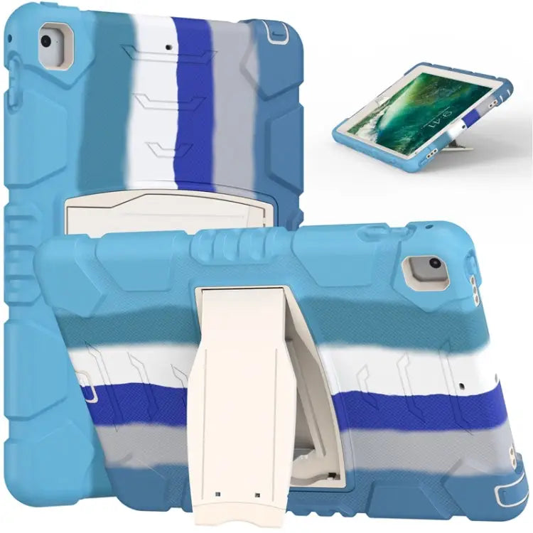 3-Layer Protection Screen Frame + PC + Silicone Shockproof Combination Case with Holder For iPad 9.7 (2018) / (2017)