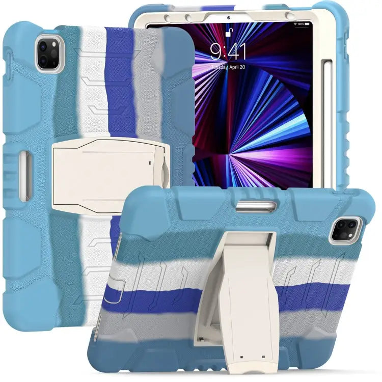 3-Layer Protection Screen Frame + PC + Silicone Shockproof Combination Case with Holder For iPad Pro 11 2022 / 2021