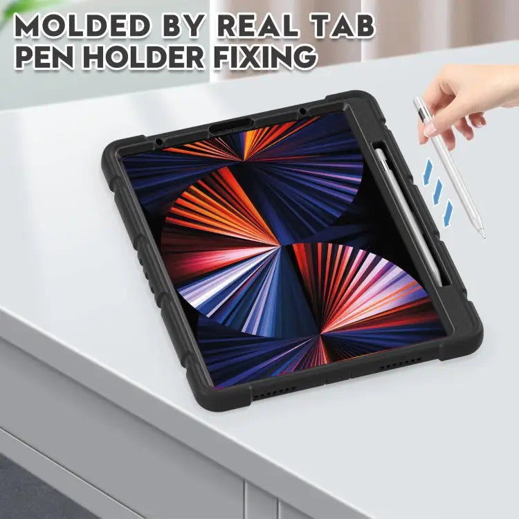 3-Layer Protection Screen Frame + PC + Silicone Shockproof Combination Case with Holder For iPad Pro 12.9 2022 / 2021