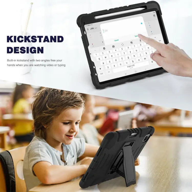3-Layer Protection Screen Frame + PC + Silicone Shockproof Combination Case with Holder For iPad Pro 11 2022 / 2021