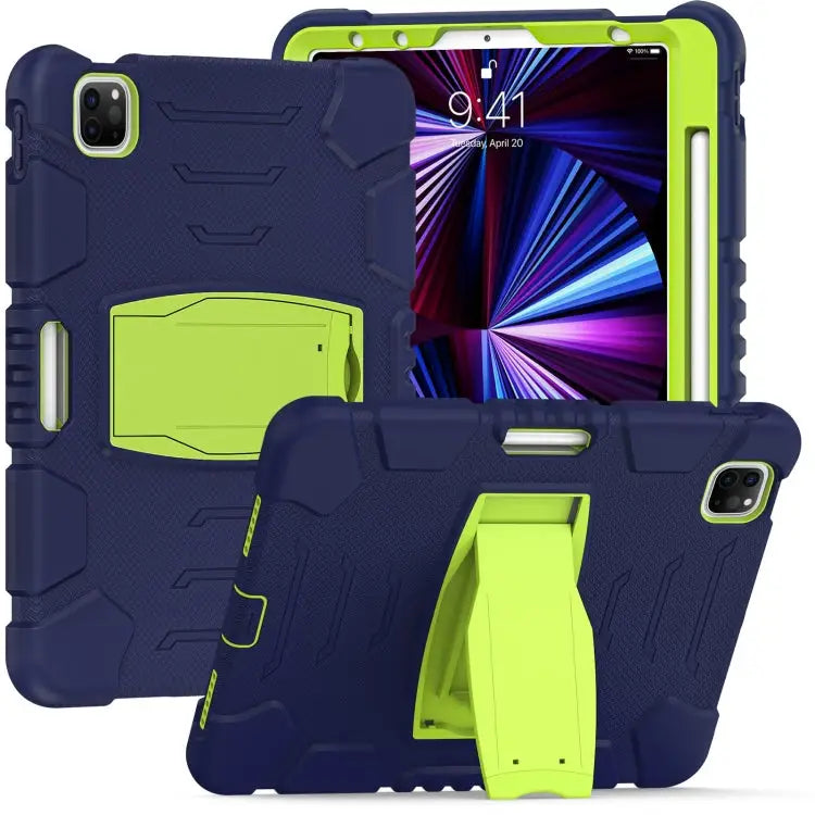 3-Layer Protection Screen Frame + PC + Silicone Shockproof Combination Case with Holder For iPad Pro 11 2022 / 2021