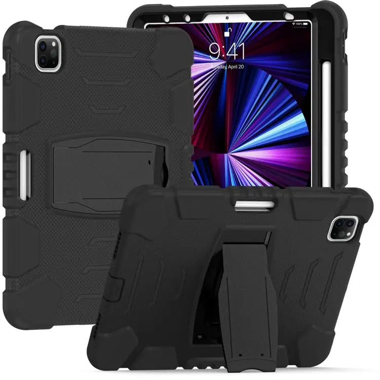 3-Layer Protection Screen Frame + PC + Silicone Shockproof Combination Case with Holder For iPad Pro 11 2022 / 2021