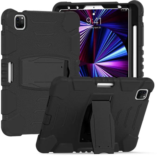 3-Layer Protection Screen Frame + PC + Silicone Shockproof Combination Case with Holder For iPad Pro 11 2022 / 2021