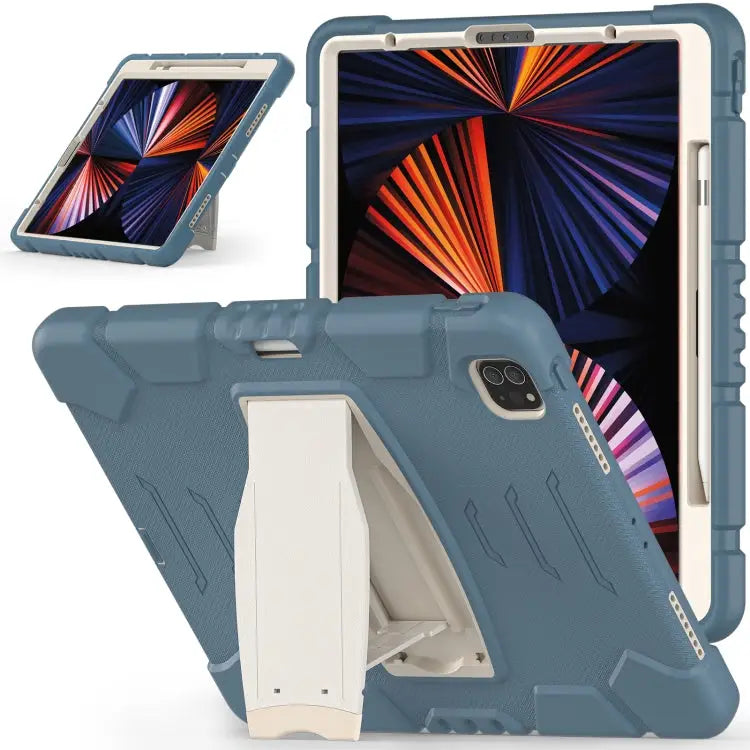 3-Layer Protection Screen Frame + PC + Silicone Shockproof Combination Case with Holder For iPad Pro 12.9 2022 / 2021