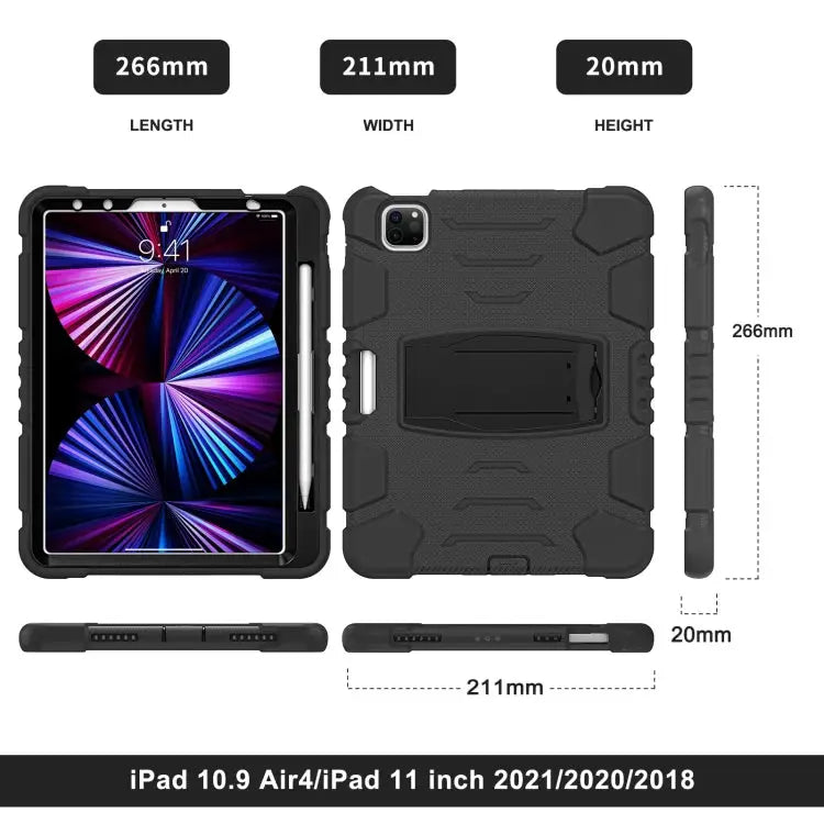 3-Layer Protection Screen Frame + PC + Silicone Shockproof Combination Case with Holder For iPad Pro 11 2022 / 2021