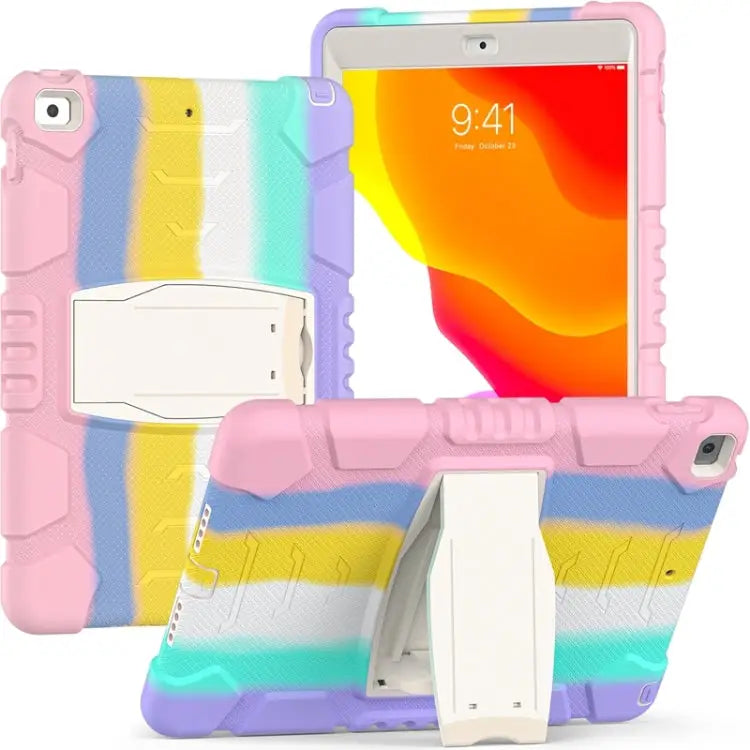 3-Layer Protection Screen Frame + PC + Silicone Shockproof Combination Case with Holder For iPad 9.7 (2018) / (2017)