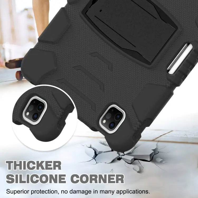 3-Layer Protection Screen Frame + PC + Silicone Shockproof Combination Case with Holder For iPad Pro 11 2022 / 2021