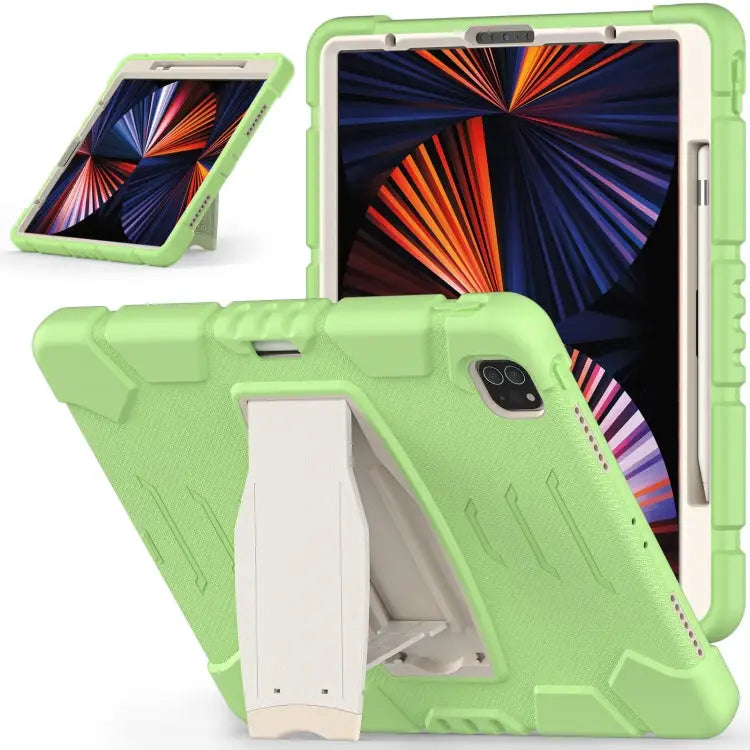 3-Layer Protection Screen Frame + PC + Silicone Shockproof Combination Case with Holder For iPad Pro 12.9 2022 / 2021