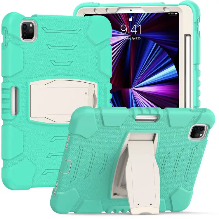 3-Layer Protection Screen Frame + PC + Silicone Shockproof Combination Case with Holder For iPad Pro 11 2022 / 2021