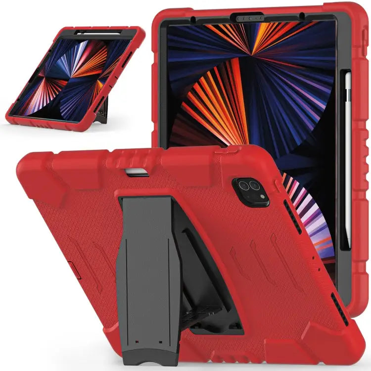 3-Layer Protection Screen Frame + PC + Silicone Shockproof Combination Case with Holder For iPad Pro 12.9 2022 / 2021
