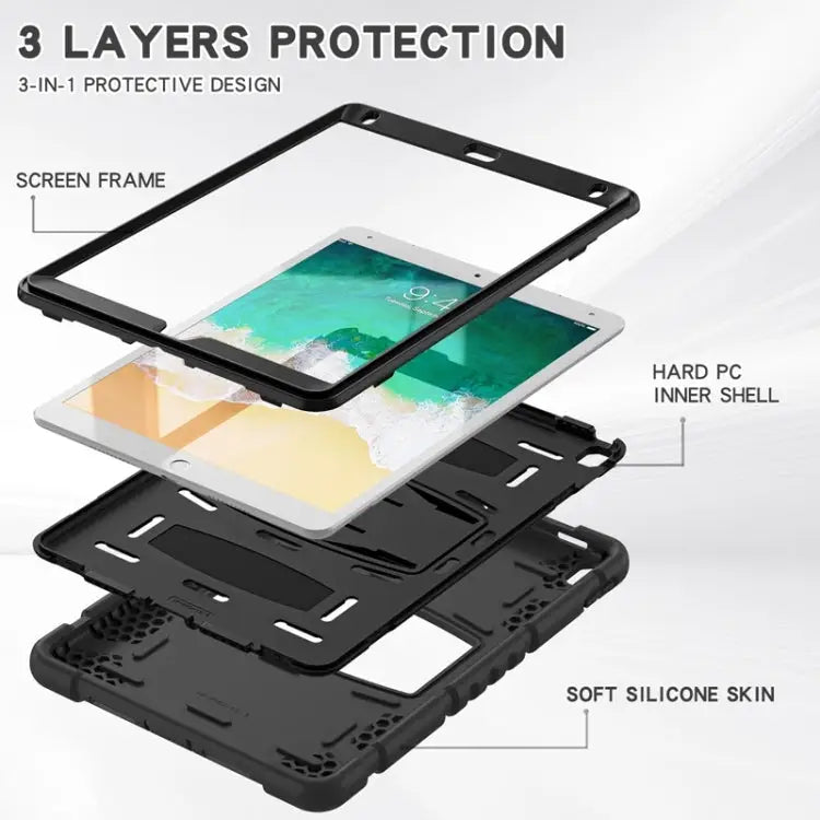 3-Layer Protection Screen Frame + PC + Silicone Shockproof Combination Case with Holder For iPad Pro 10.5 (2019)