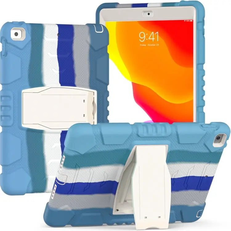 3-Layer Protection Screen Frame + PC + Silicone Shockproof Combination Case with Holder For iPad 9.7 (2018) / (2017)