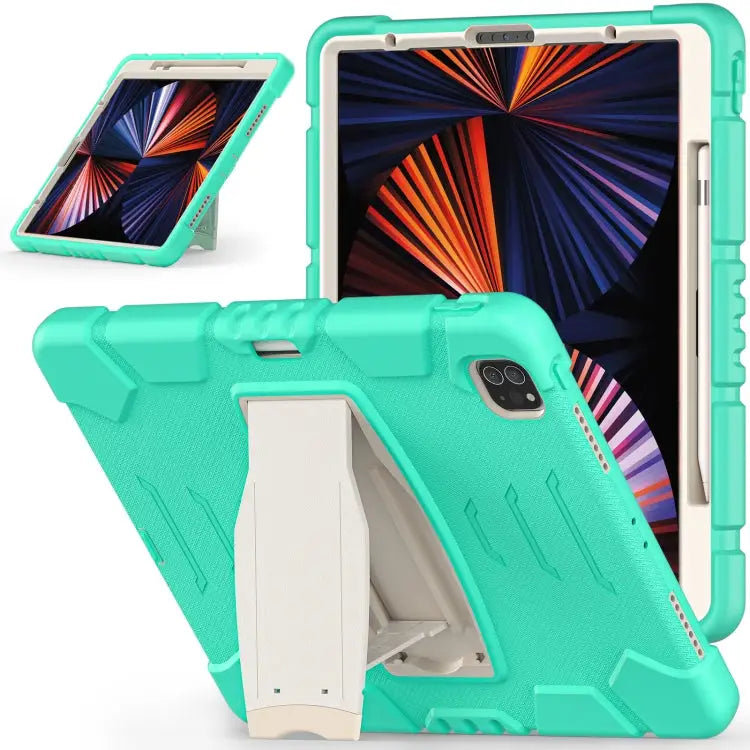 3-Layer Protection Screen Frame + PC + Silicone Shockproof Combination Case with Holder For iPad Pro 12.9 2022 / 2021