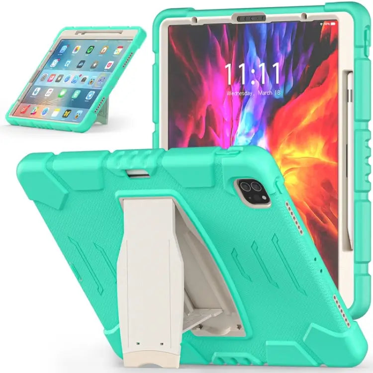 3-Layer Protection Screen Frame + PC + Silicone Shockproof Combination Case with Holder For iPad Pro 12.9 2022 / 2021