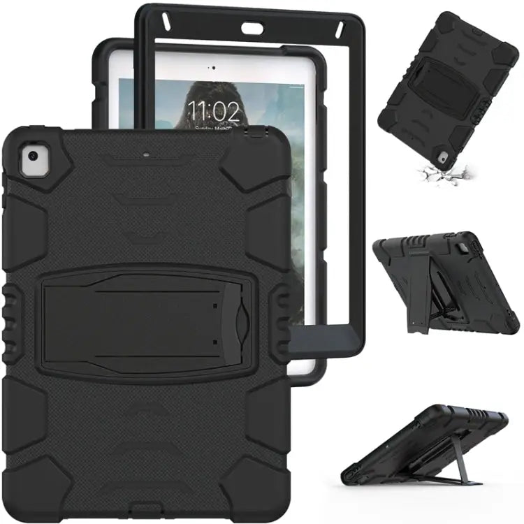 3-Layer Protection Screen Frame + PC + Silicone Shockproof Combination Case with Holder For iPad 9.7 (2018) / (2017)