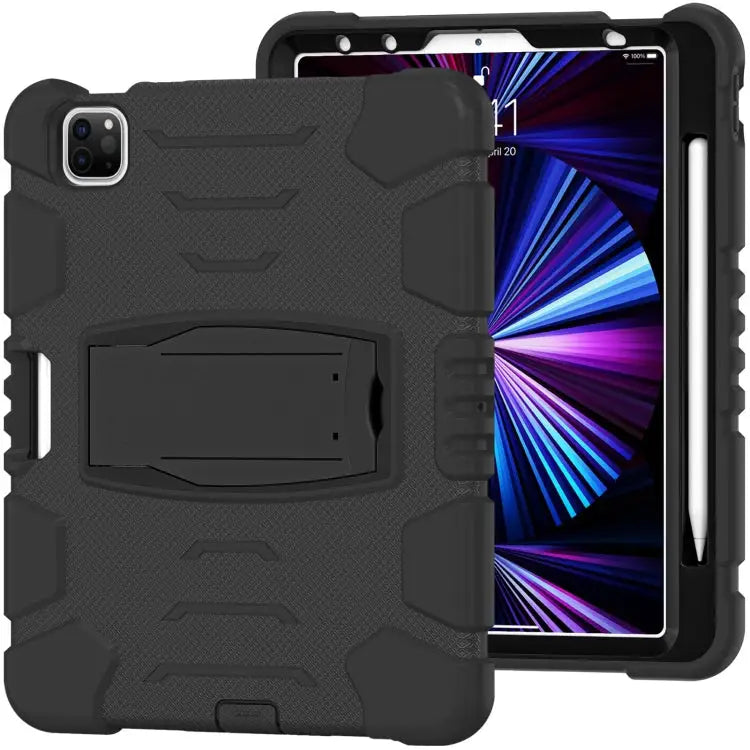 3-Layer Protection Screen Frame + PC + Silicone Shockproof Combination Case with Holder For iPad Pro 11 2022 / 2021