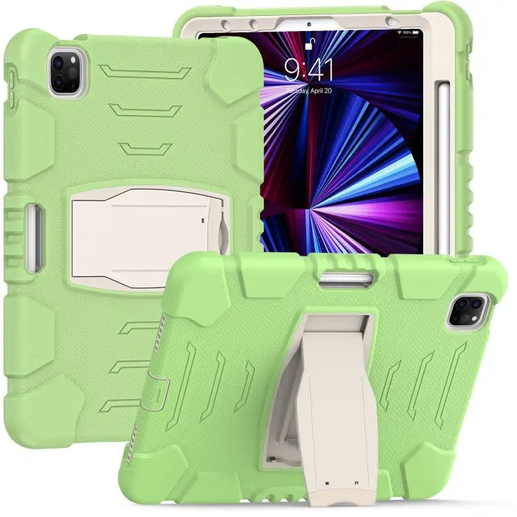 3-Layer Protection Screen Frame + PC + Silicone Shockproof Combination Case with Holder For iPad Pro 11 2022 / 2021