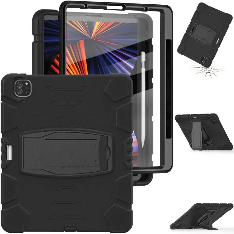 3-Layer Protection Screen Frame + PC + Silicone Shockproof Combination Case with Holder For iPad Pro 12.9 2022 / 2021