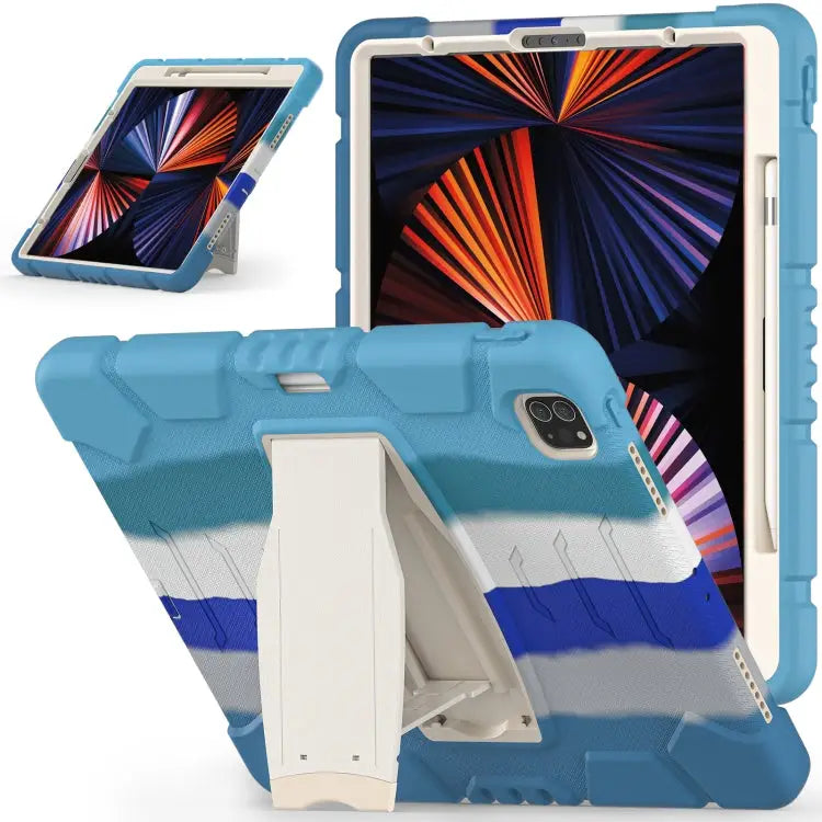 3-Layer Protection Screen Frame + PC + Silicone Shockproof Combination Case with Holder For iPad Pro 12.9 2022 / 2021