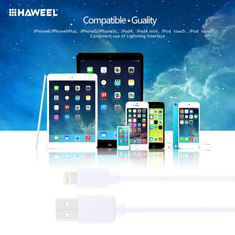 3 PCS HAWEEL 1m High Speed 8 pin to USB Sync and Charging Cable Kit for iPhone iPad - 3pcs
