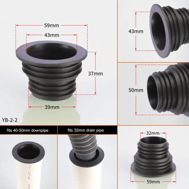 3 PCS Sewer Lengthen Odor-resistant Silicone Joint Kitchen Plumbing Sewer Drain Sealing Plug Random Color Delivery