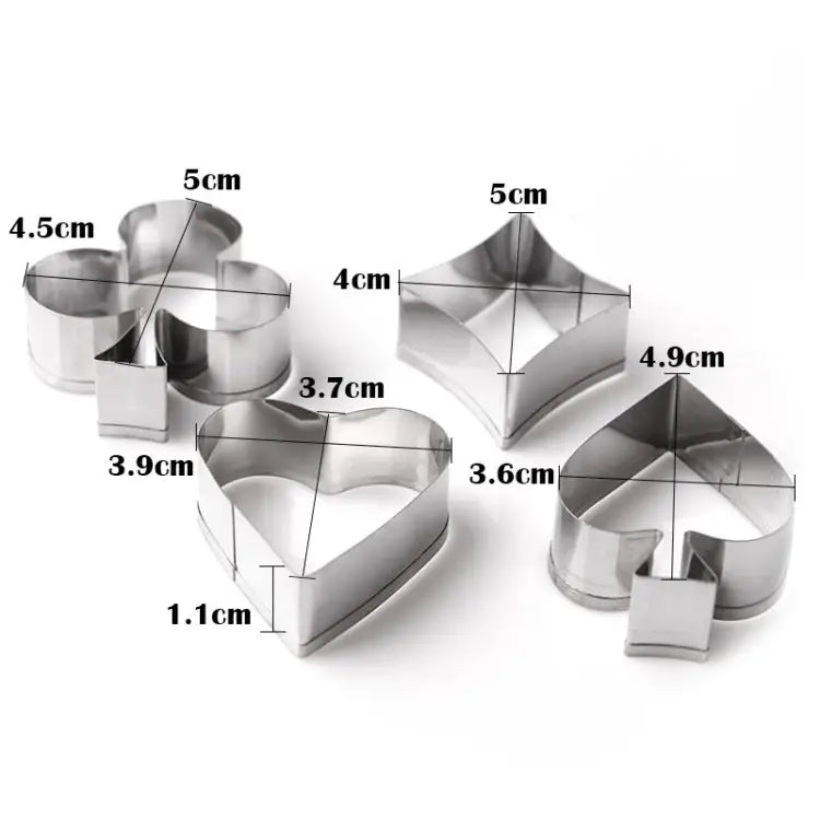 3 Sets Stainless Steel Poker Cookie Mold Playing Cards Cake Fondant Mold Spade Heart Biscuit Cutter 3 Sets - 3 Sets